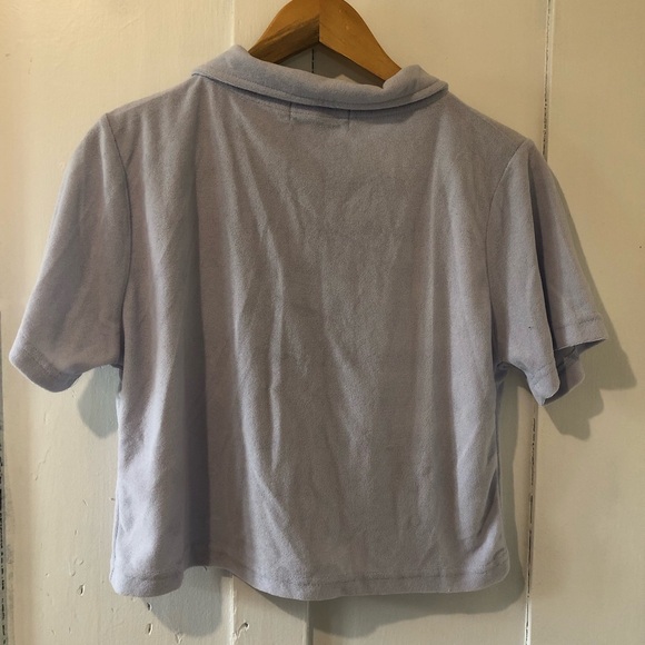 Missguided blue terry crop button up - Picture 2 of 5